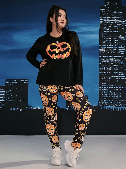 Halloween Pumpkin Print Lounge Set