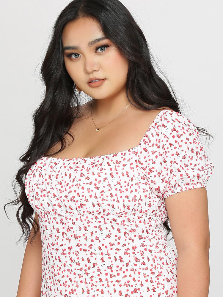 Ditsy Square Neck Dress