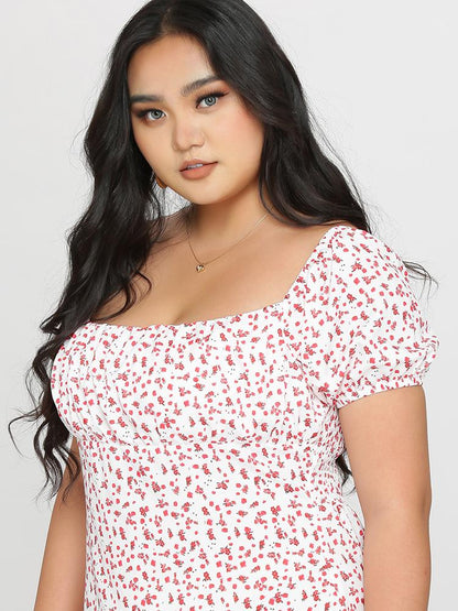 Ditsy Square Neck Dress