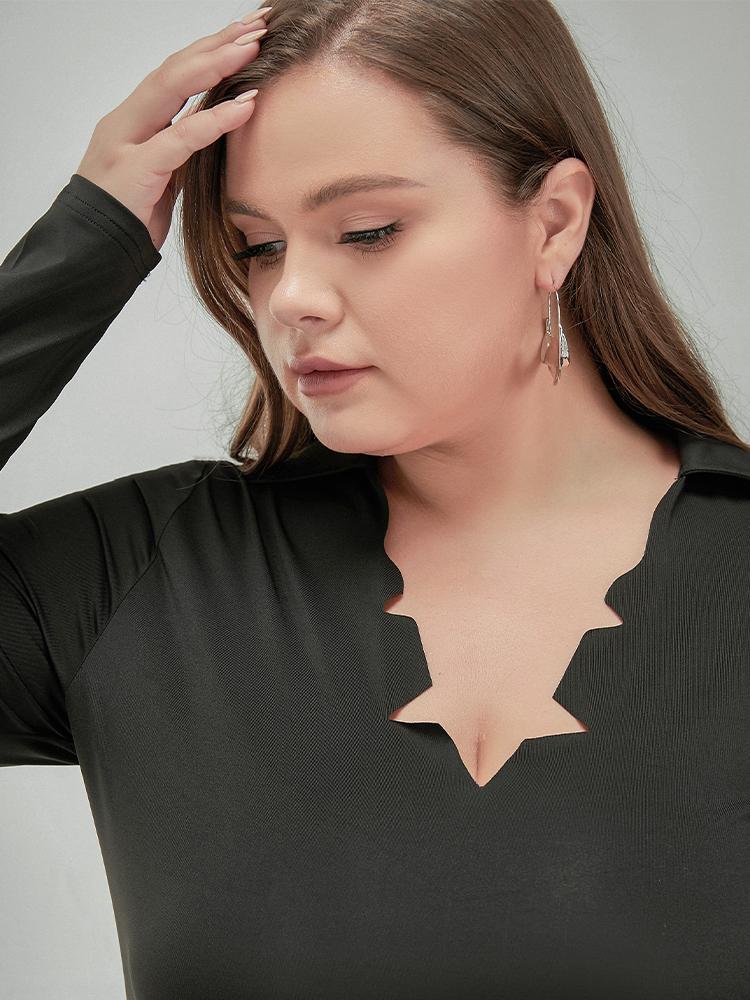 Irregular Neck Long Sleeve Dress