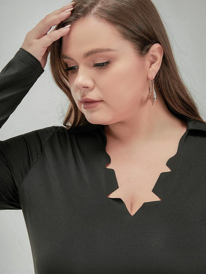 Irregular Neck Long Sleeve Dress