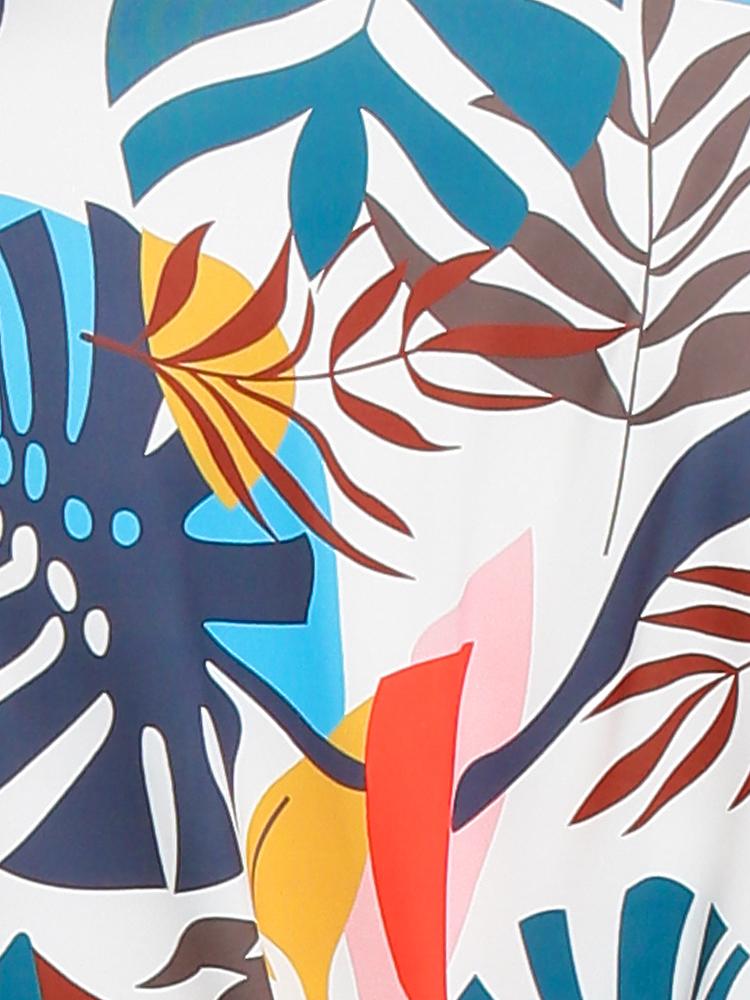 Tropical Leaf Buttoned Dress