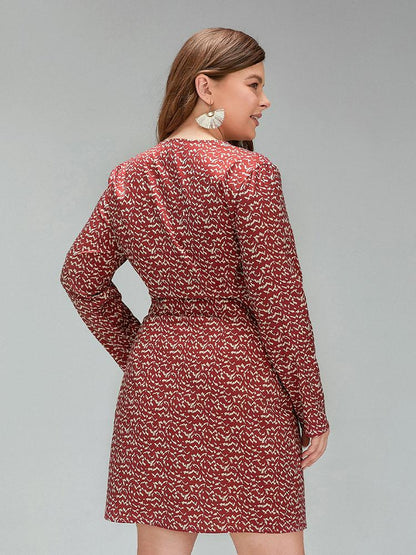 Irregular Pattern Print Wrap Dress