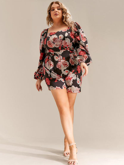 Floral Square Collar Jumpsuit