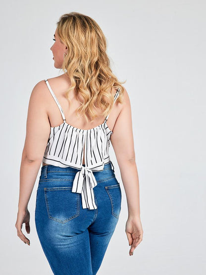 Striped Knotted Backless Camis
