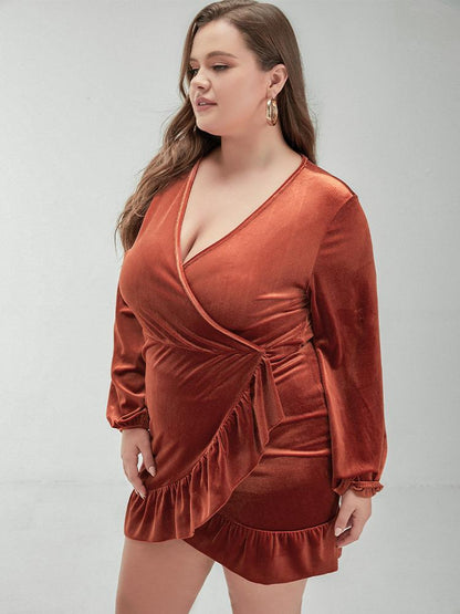 Solid Ruffled Hem Dress