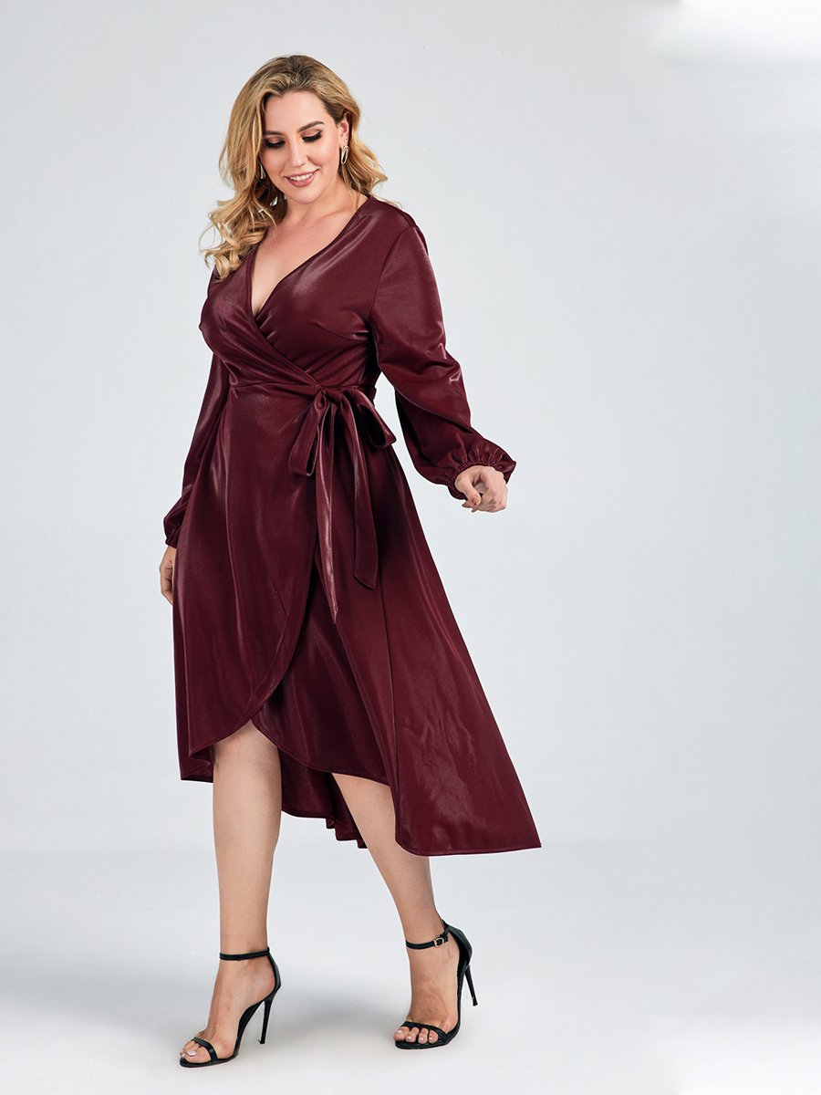 Wrap Belt Asymmetrical Dress