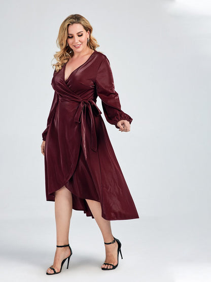 Wrap Belt Asymmetrical Dress