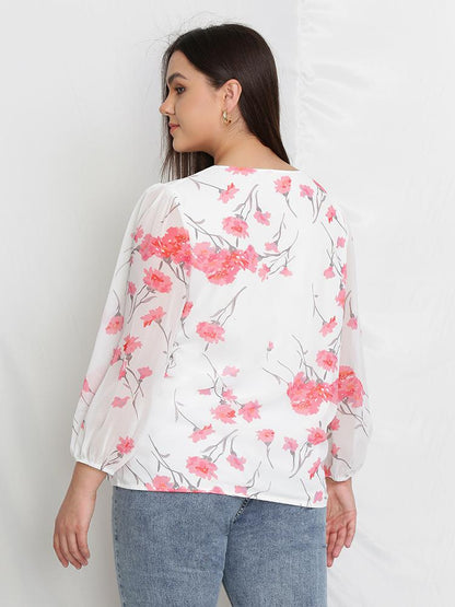 Floral Swiss Dot Blouse