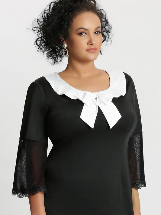 Bowknot Mesh Sleeve Dress