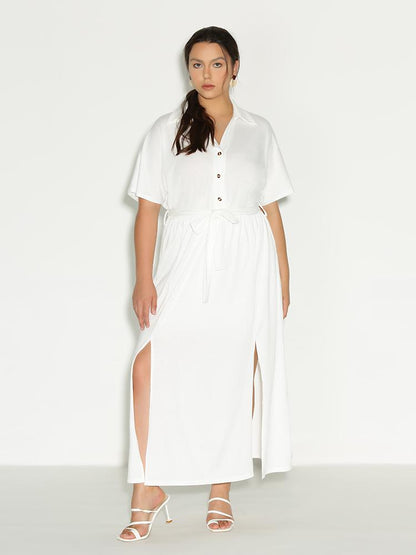 Button Split Hem Dress