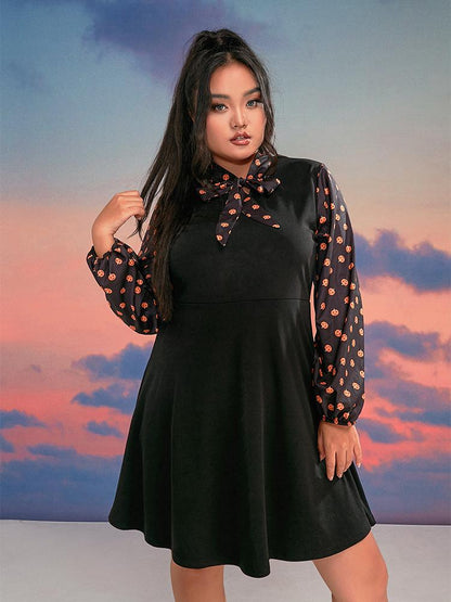 Halloween Print Bowknot Dress