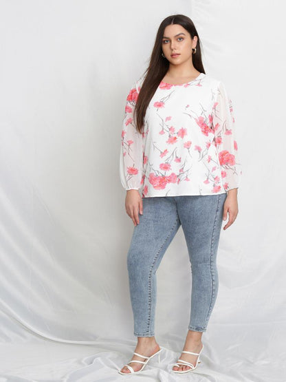 Floral Swiss Dot Blouse