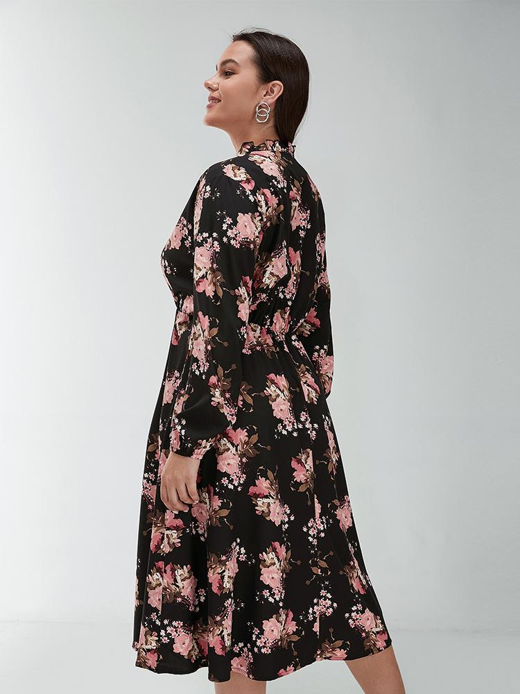 Floral Long Sleeve Midi Dress