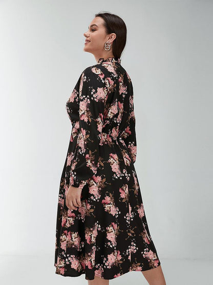 Floral Long Sleeve Midi Dress
