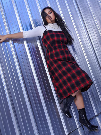 Plaid Sing Midi Dress