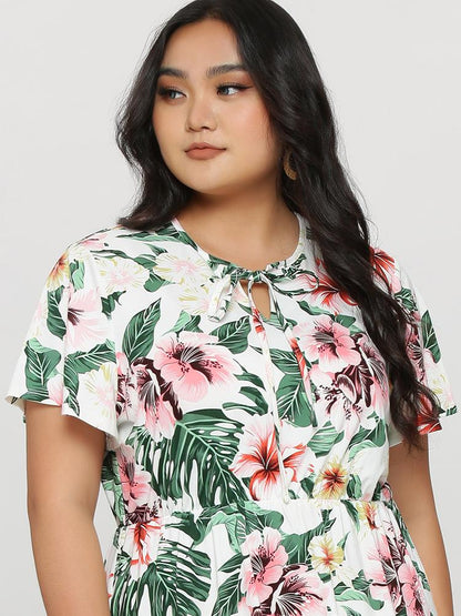 Knoted Neck Floral Dress