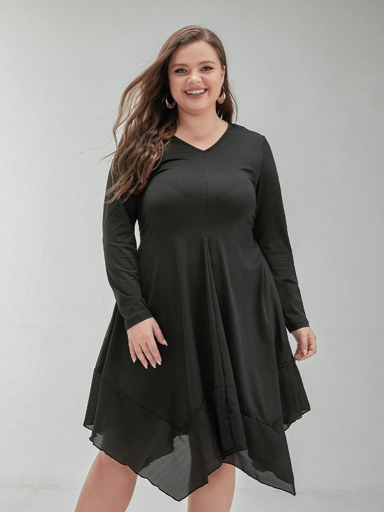 Irregular Hem Long Sleeve Dress
