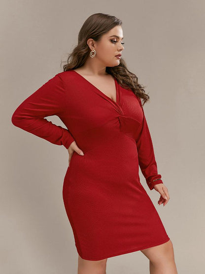 Knotted V-neck Bodycon Dress
