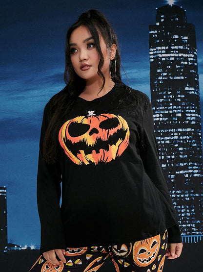 Halloween Pumpkin Print Lounge Set