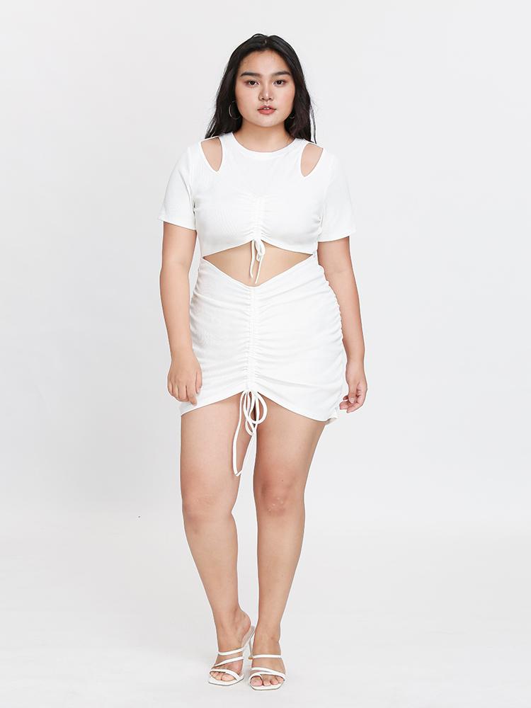 Cut Out Pleated Knot Dress