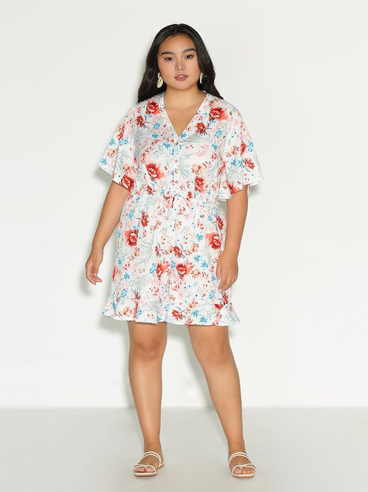 Ditsy Floral Button Jumpsuit