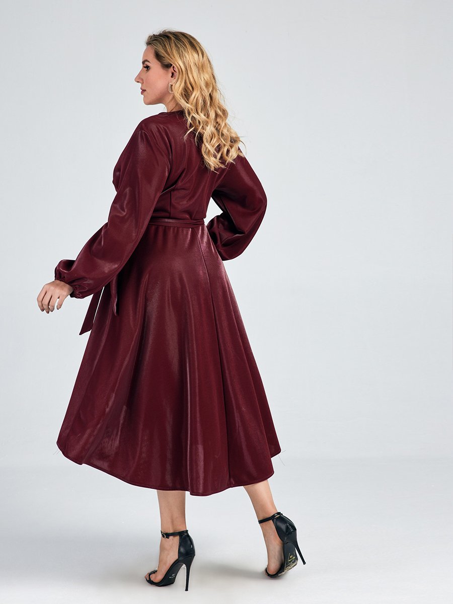 Wrap Belt Asymmetrical Dress