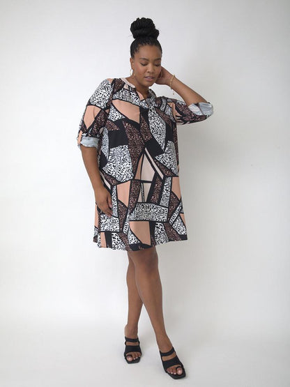 Leopard Print Gometric Dress