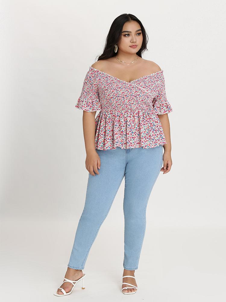 Crossover Shirred Blouse