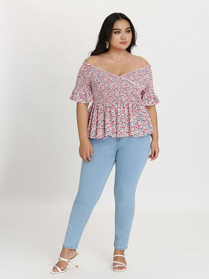 Crossover Shirred Blouse