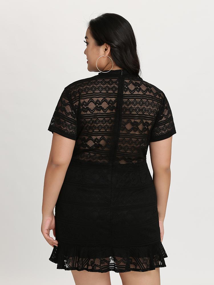 Lace Ruffle Mini Dress