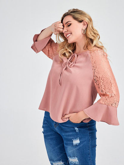 Lace Printed Flared Blouse