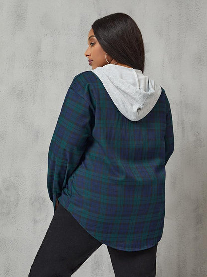Plaid Print Hooded Blouse