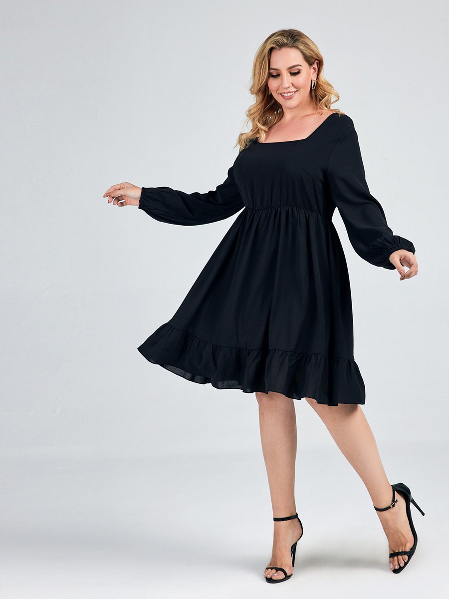 Square Collar Chiffon Dress