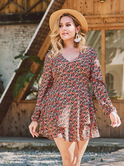 Ditsy Printed V-neck Dress