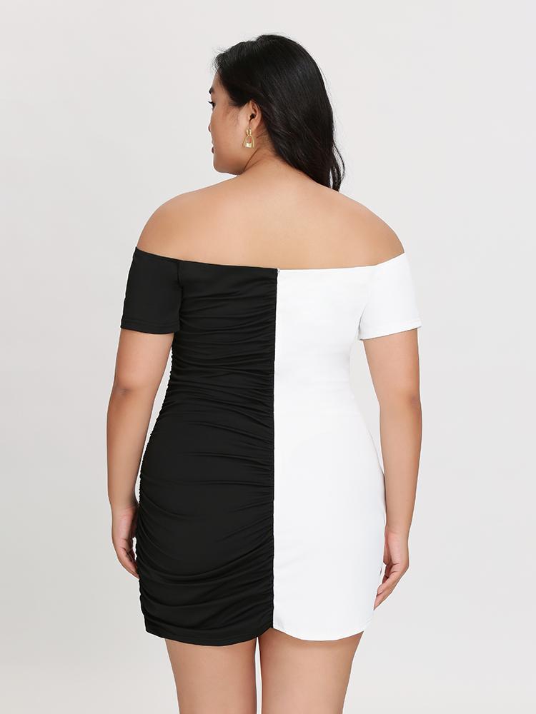 Contrast Pleated Dress