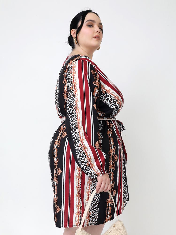 Leopard Striped Vintage Printed Dress