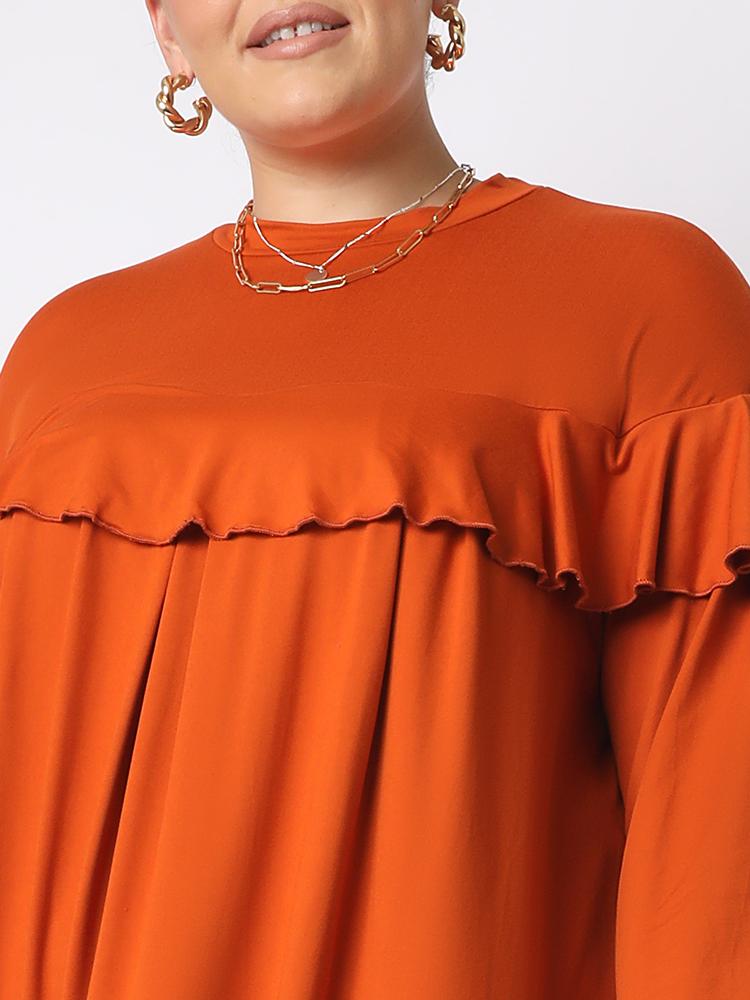 Ruffles Loose Round Neck Dress