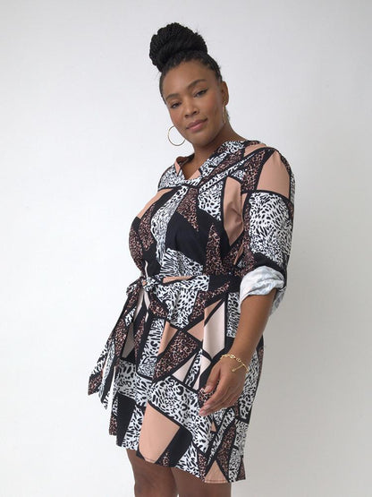 Leopard Print Gometric Dress