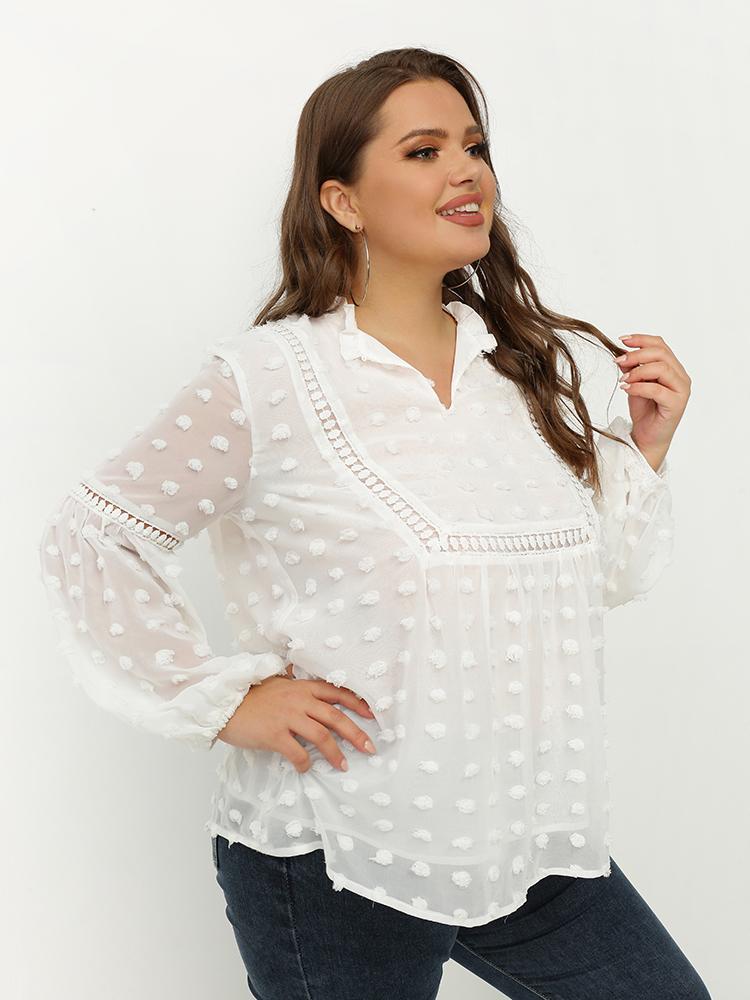 Ruffle Detailed Hollow Lace Top