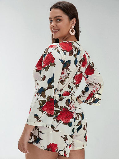 Floral Drawstring V-neck Jumpsuit