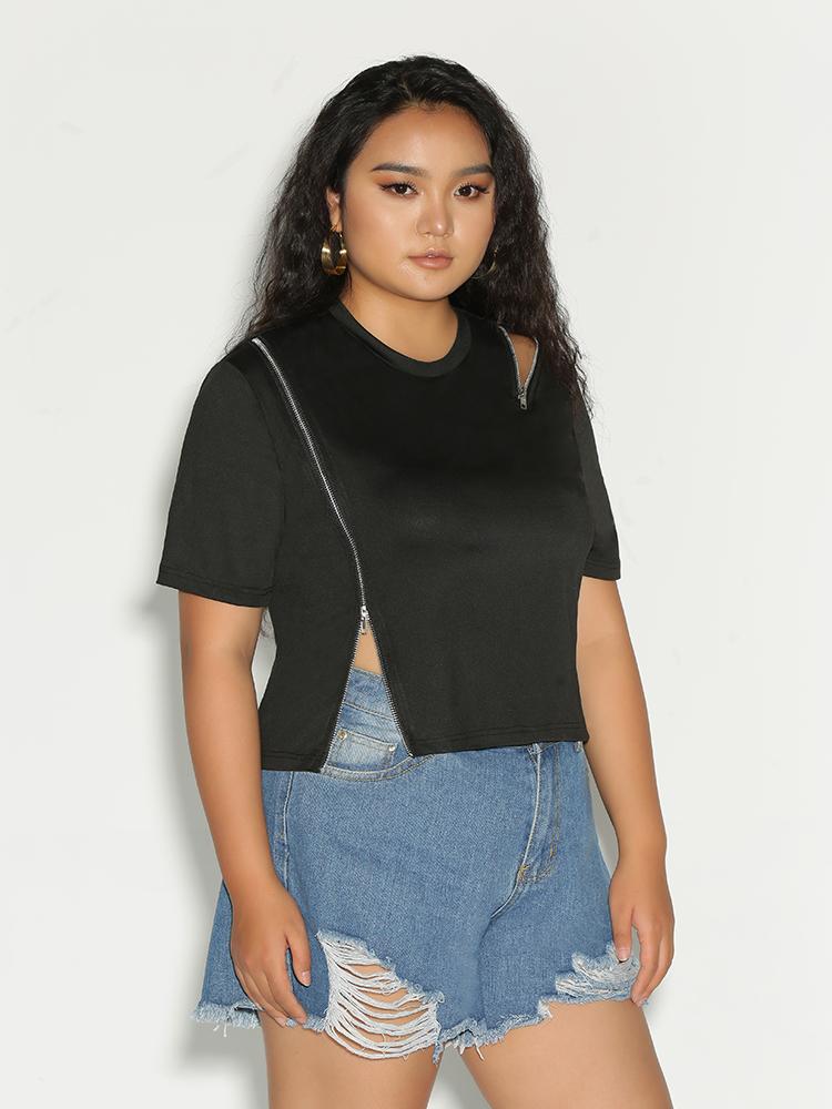 Zipper Short Sleeve T-Shirt