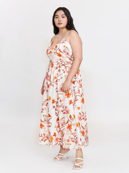 Leaf Print Surplice Dress