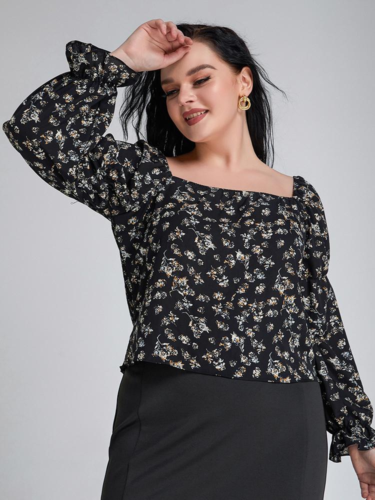 Ditsy Floral Square Neck Blouse