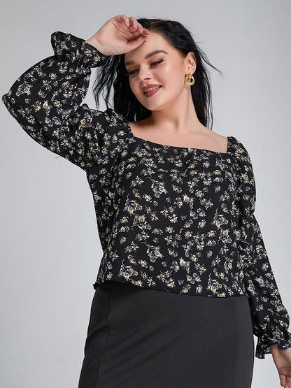 Ditsy Floral Square Neck Blouse