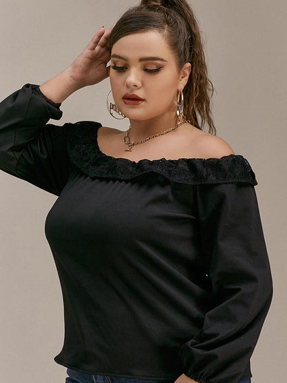 Lace Stitching Off Shoulder Blouse