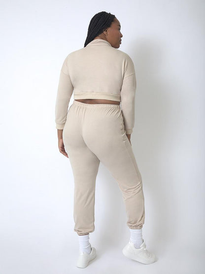 Buttoned Long Sleeve Crop Sweatshirt