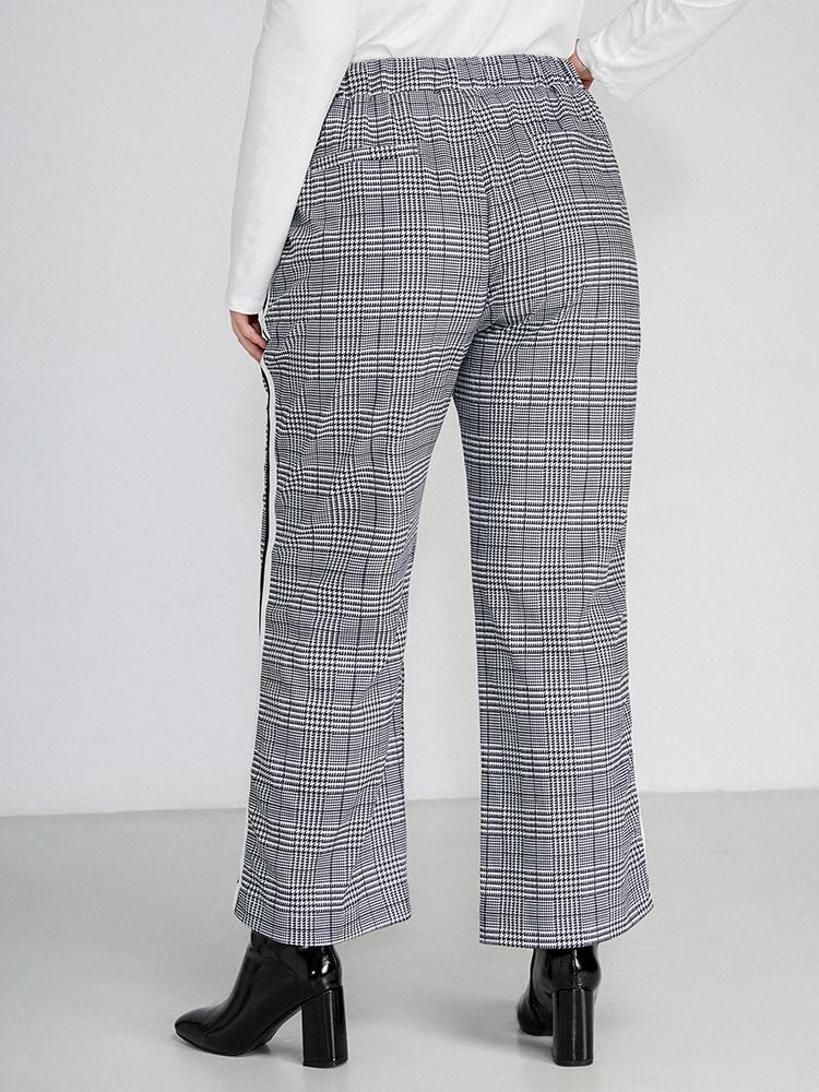 Check Stripe Print Pants