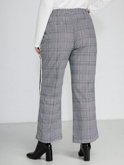 Check Stripe Print Pants