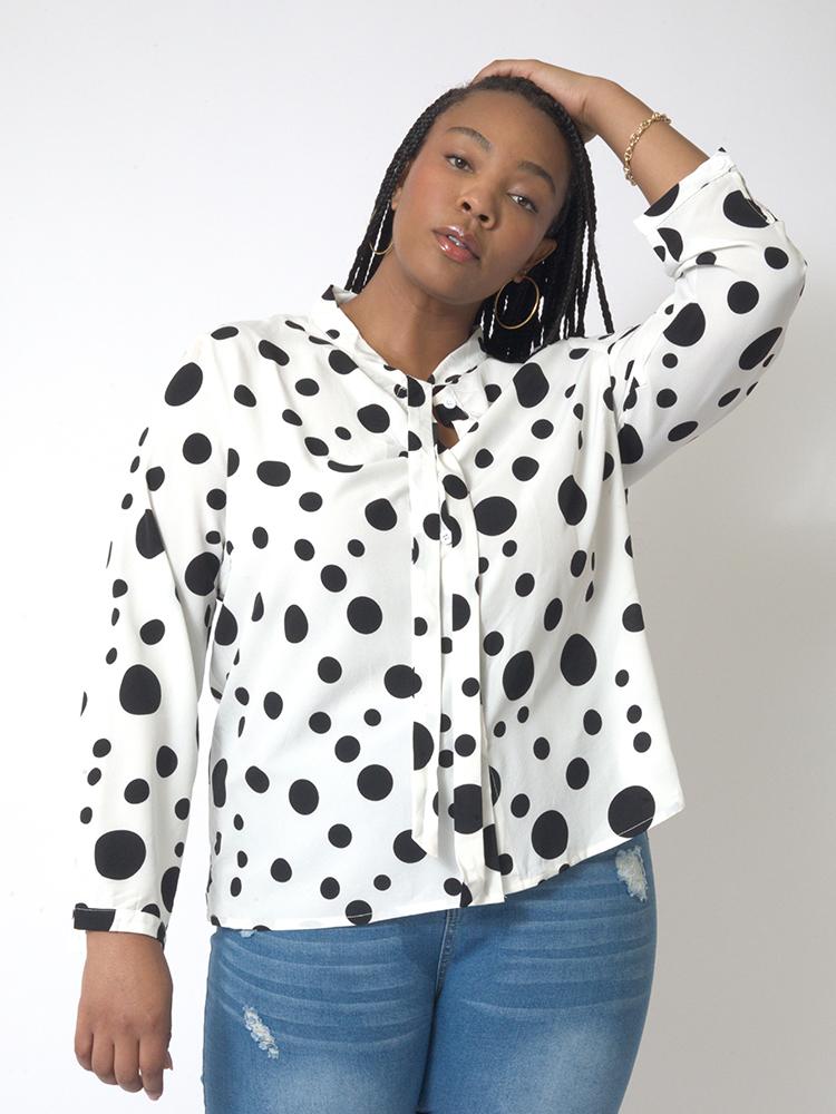 Polka Dot Knotted Blouse